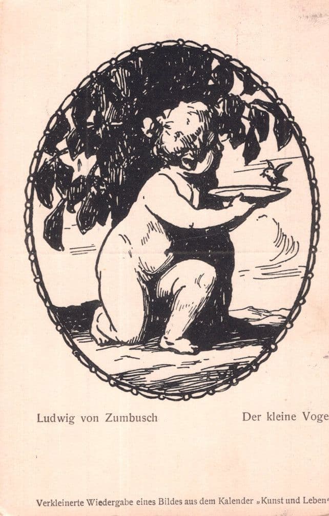 Ludwig von Zumbusch Der Kleine Vogel WW1 Painting Postcard