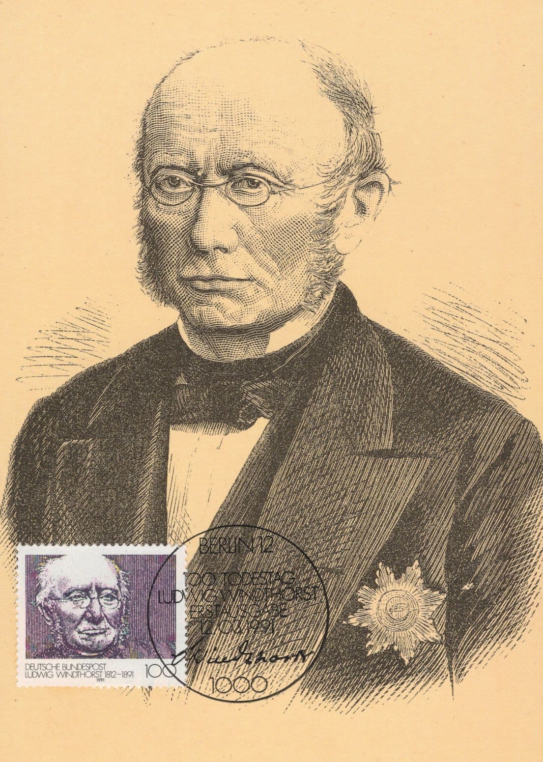 Ludwig Windthorst German Catholic Centre Party Postcard FDC