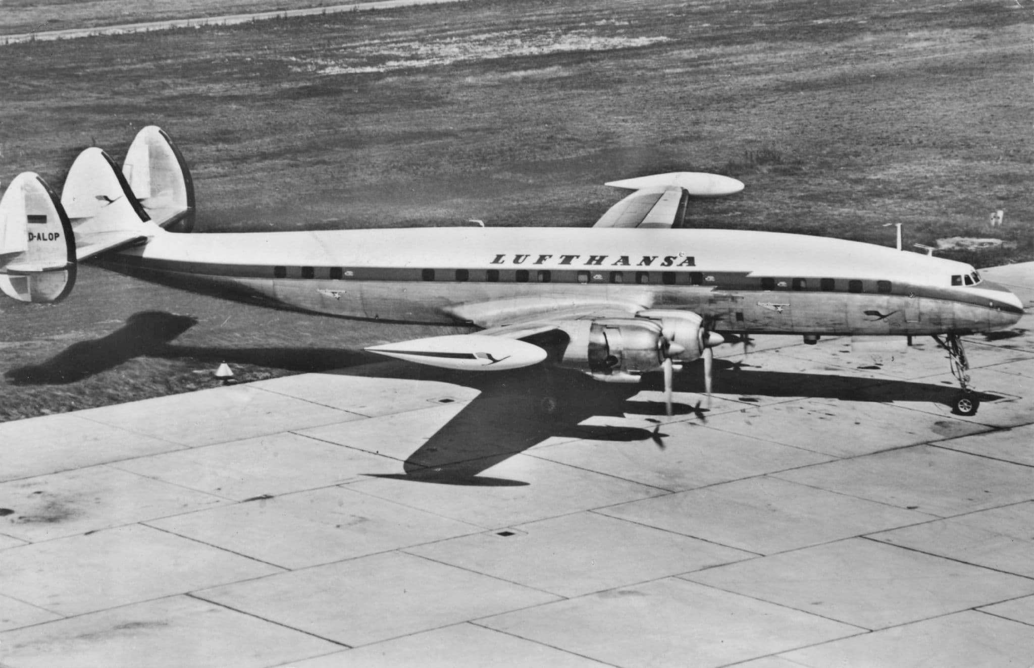 Lufthansa ALOP German Plane at Airport Vintage Real Photo Postcard