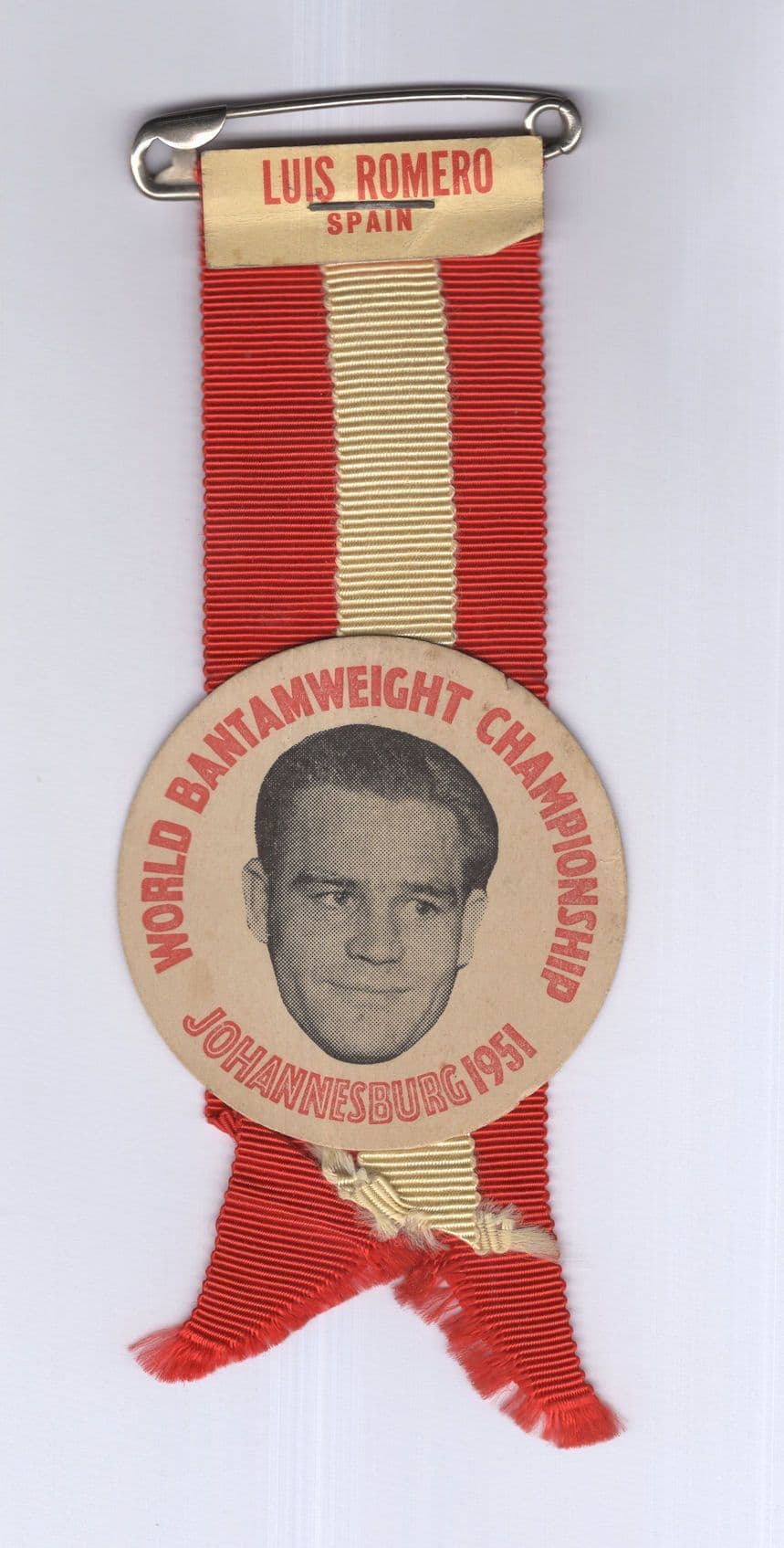 Luis Romero 1950s Spanish Boxing Champion Fight Ribbon RARE