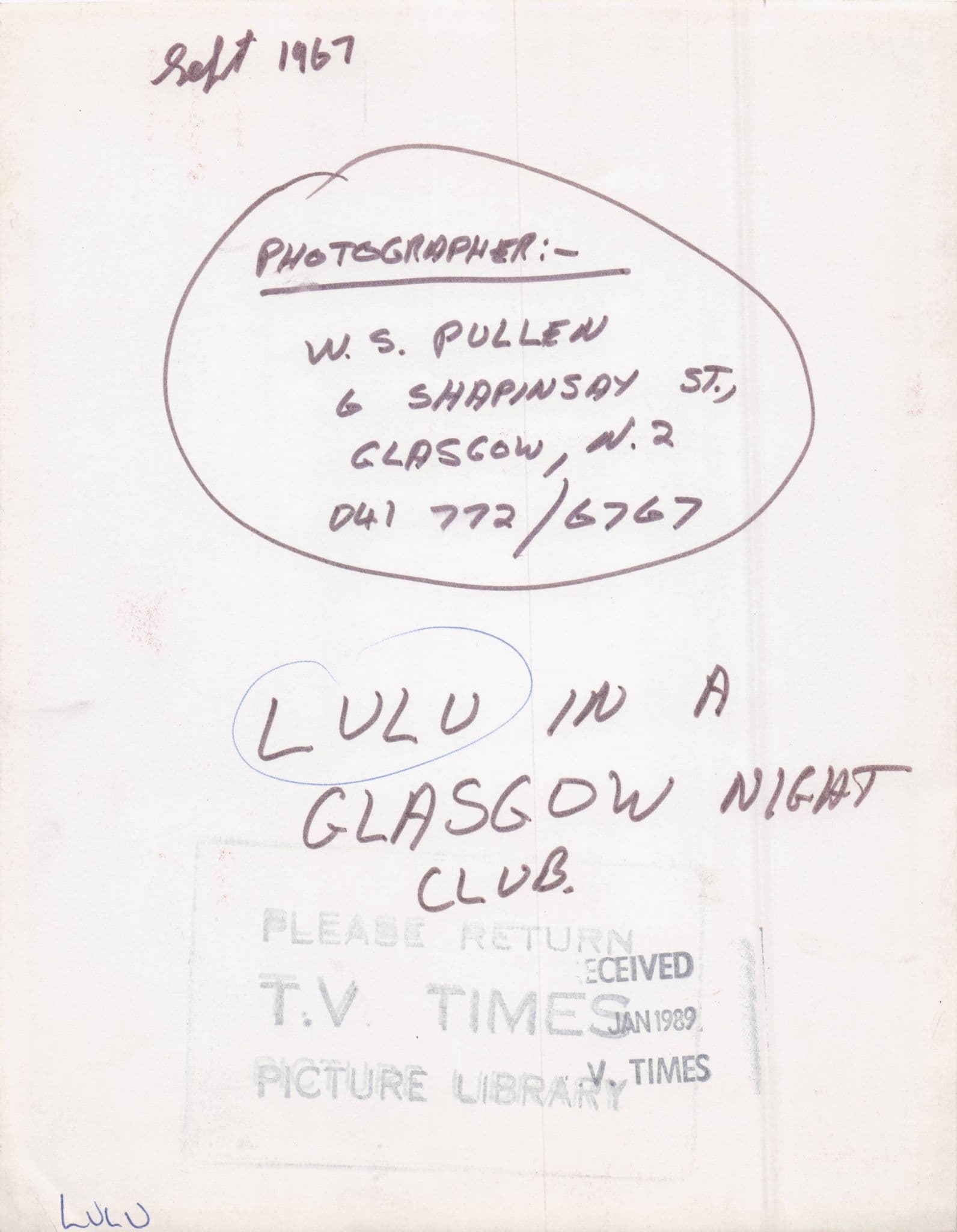 Lulu At Glasgow Scottish Nightclub Sept 1967 Vintage Rare Press Photo
