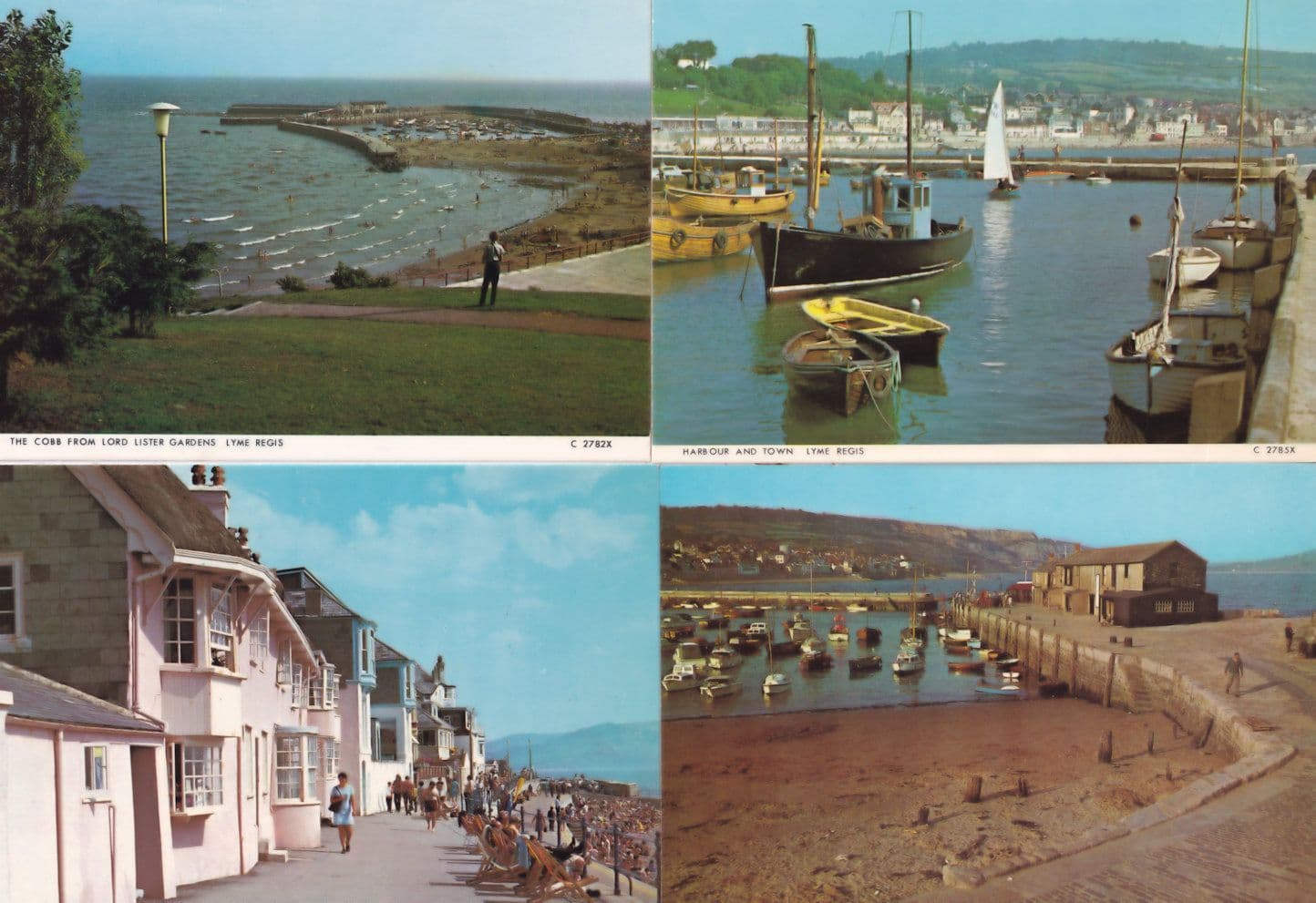 Lyme Regis Harbour Cobb Boats Gardens Dorset 4x 1970s Postcard s