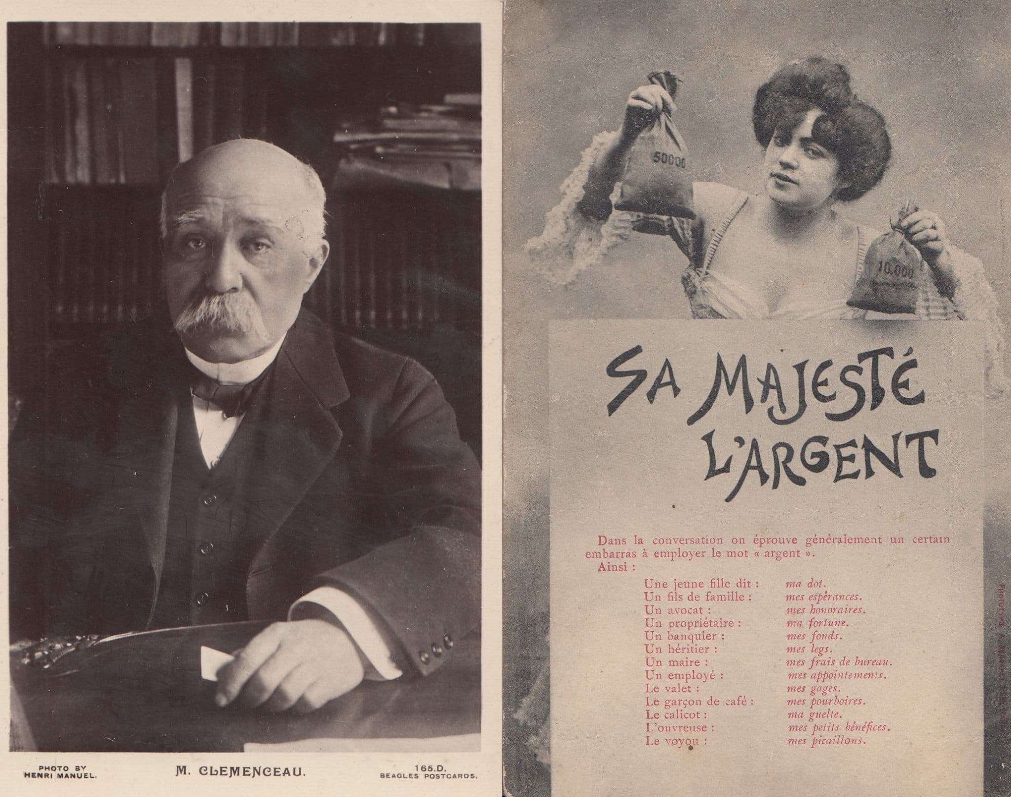 M Clemenceau 2x French Music Old Postcard s