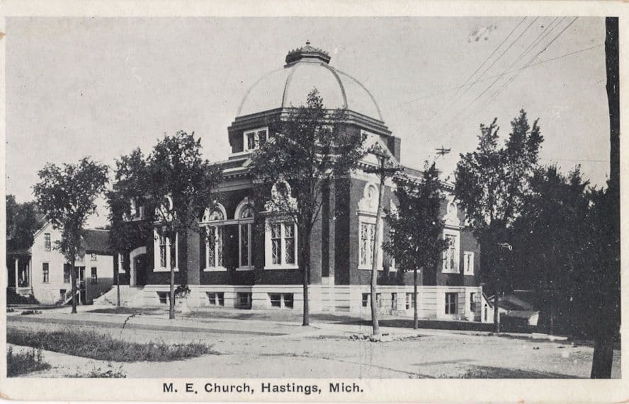 M.E. Church Hastings Michigan USA PB Antique Postcard