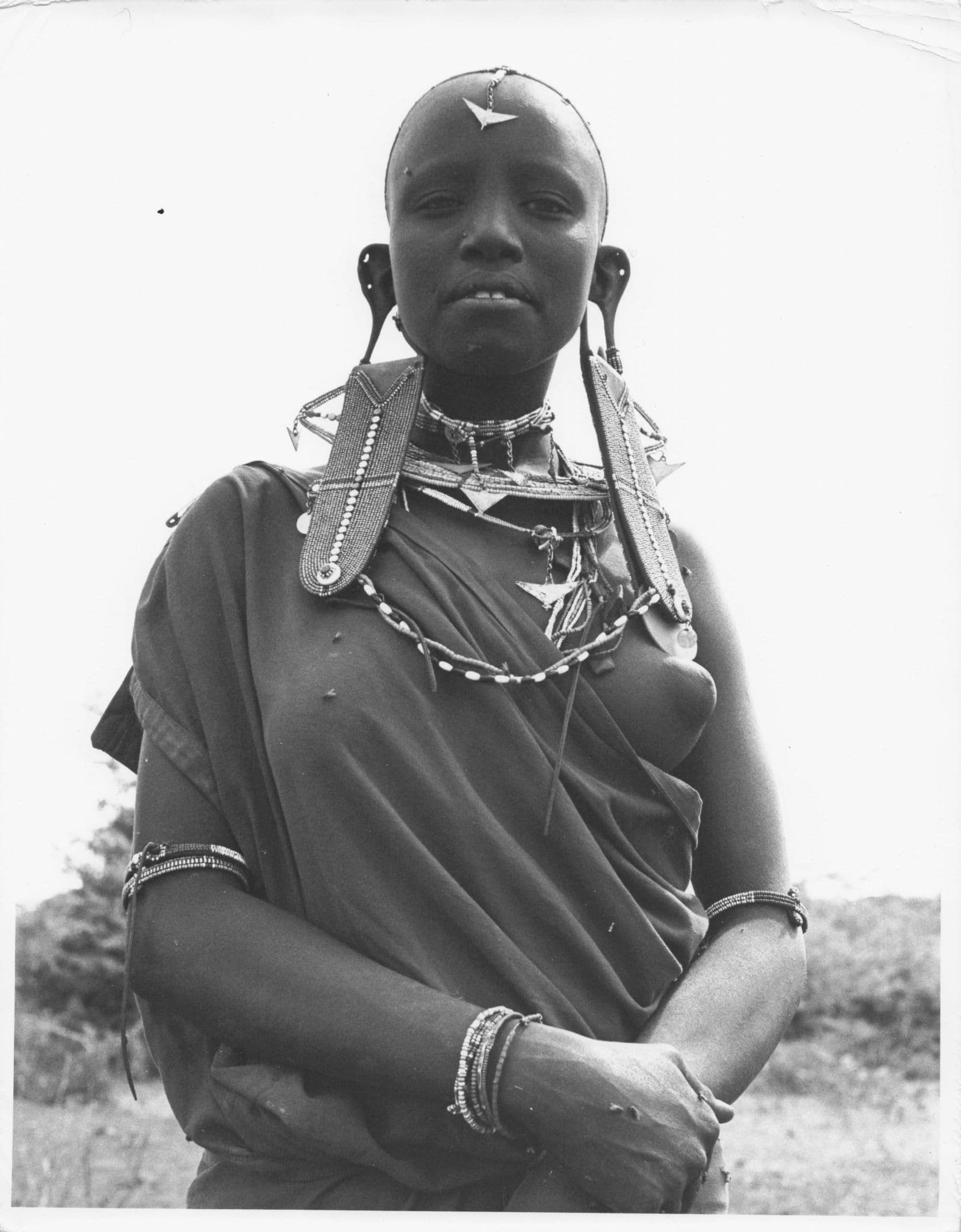 Maasai Married Woman Giant Earrings Kenya Africa 10x8 Vintage Photo