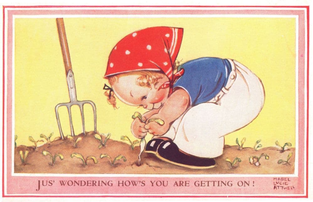 Mabel Lucie Attwell Jus' Wondering How's You Getting On Old Postcard