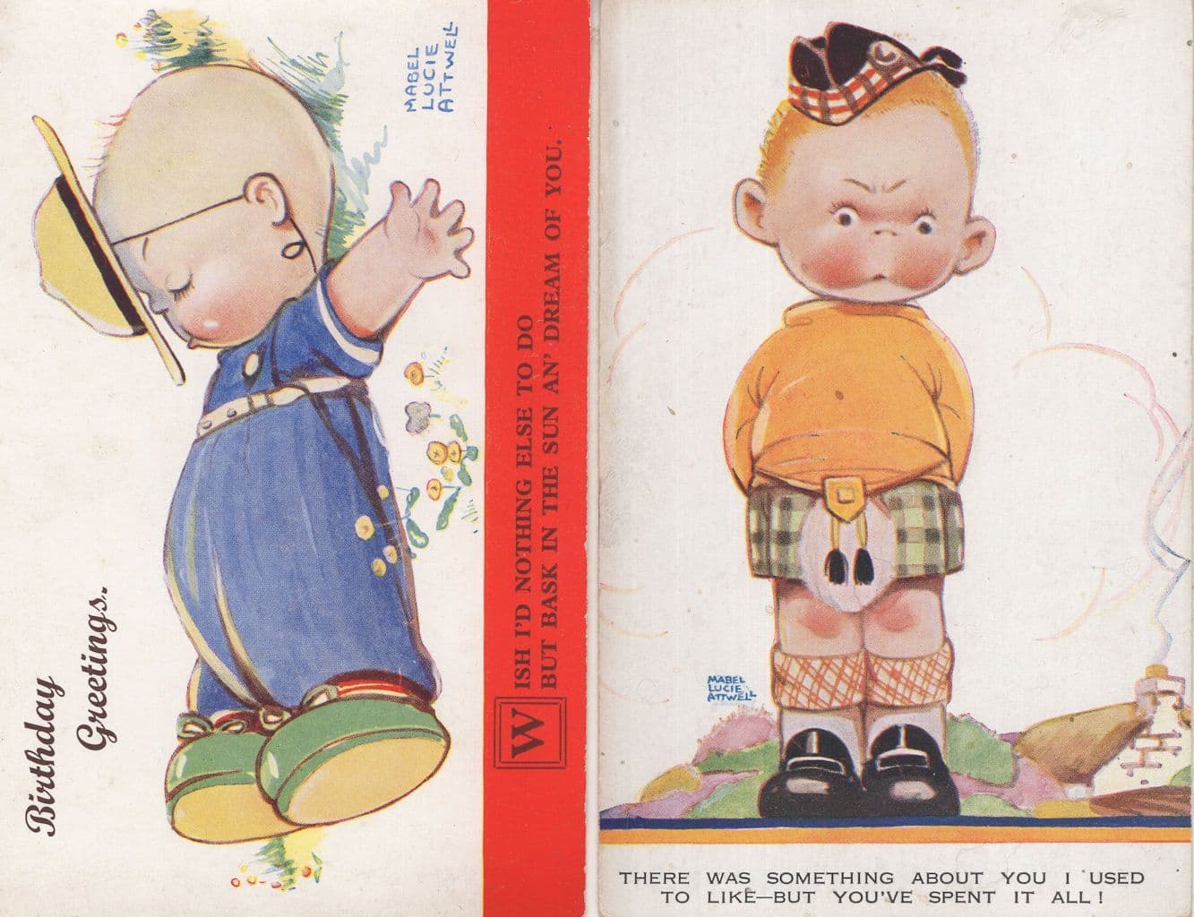 Mabel Lucie Attwell There Was Something About You Rare 2x Old Postcard
