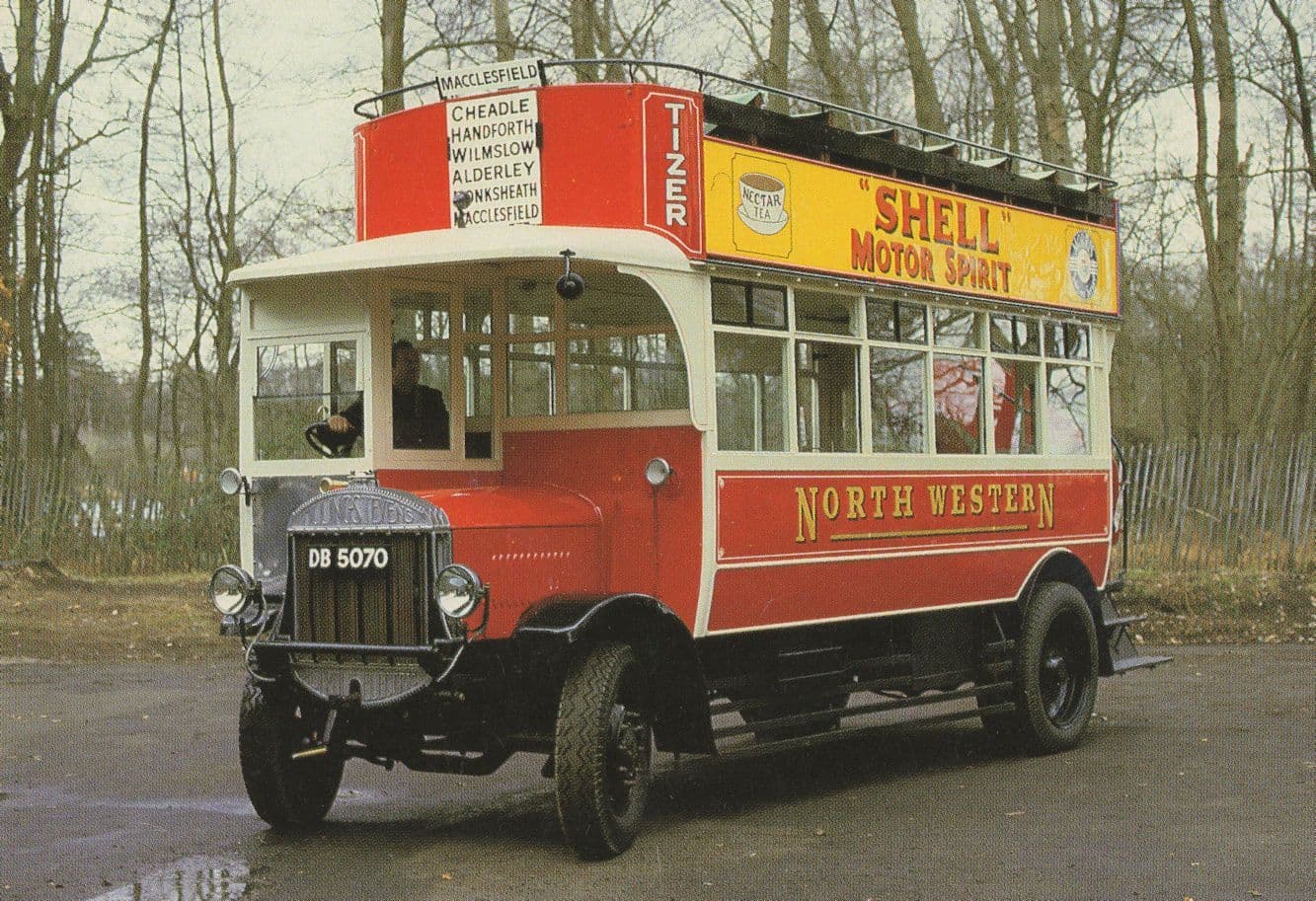 Macclesfield 1925 North Western Bus Advertising Shell Petrol Postcard