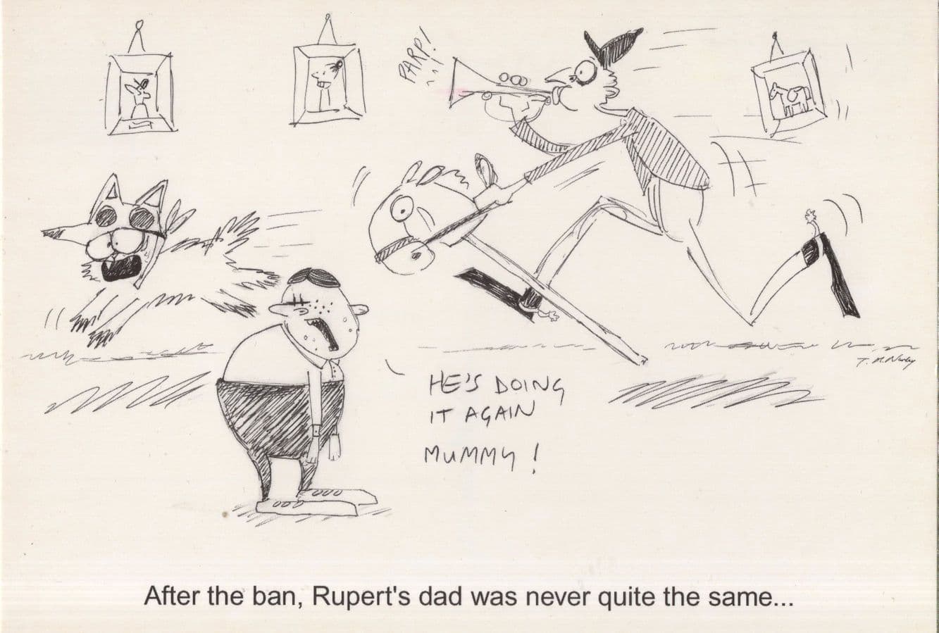 Mad Father Hunting In Lounge Fox Rocking Horse Comic Postcard