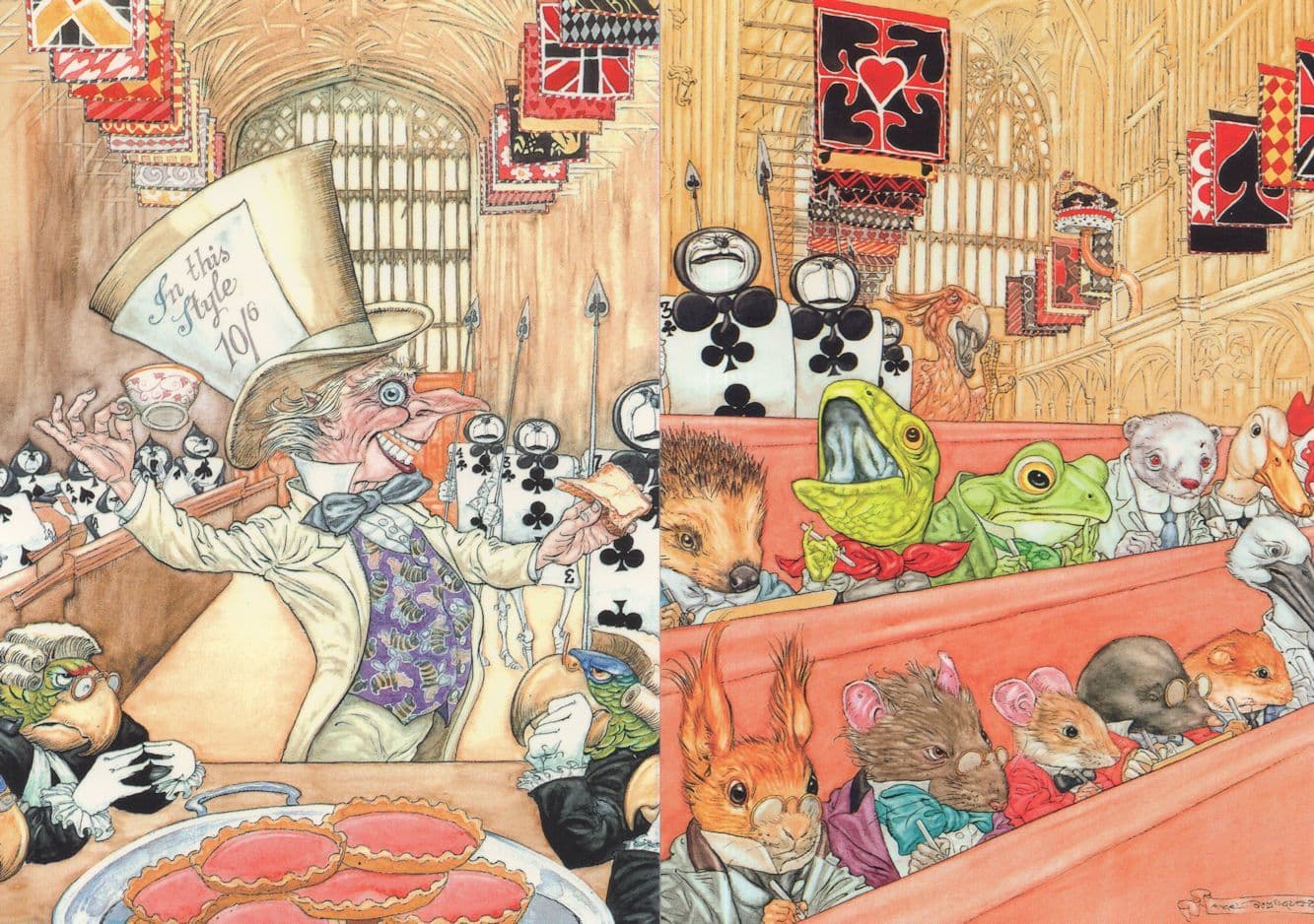 Mad Hatter The Court 2x Zany Alice In Wonderland Art Postcard s