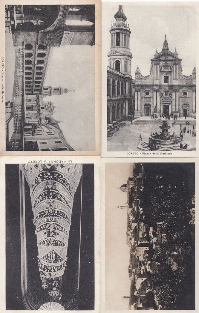 Madonna Di Loreto Italy Piazza Statue Panorama 4x Old Postcard s