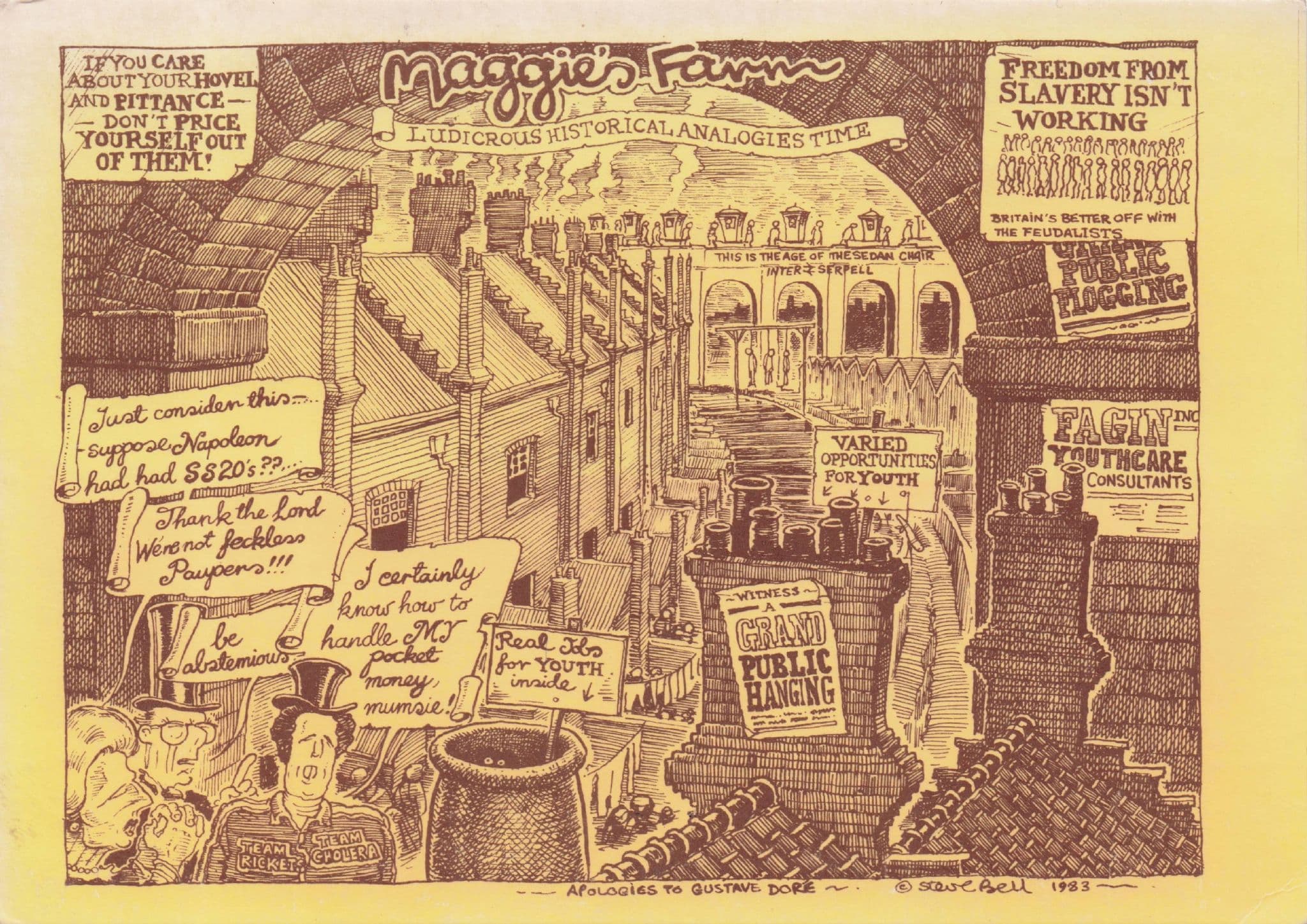 Maggie' Farm Bob Dylan Comic Spoof Of Margaret Thatcher Postcard
