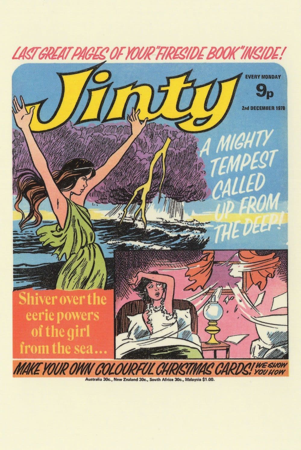 Magical Goddess ESP Occult Sea Storm Jinty 1970s Comic Book Postcard