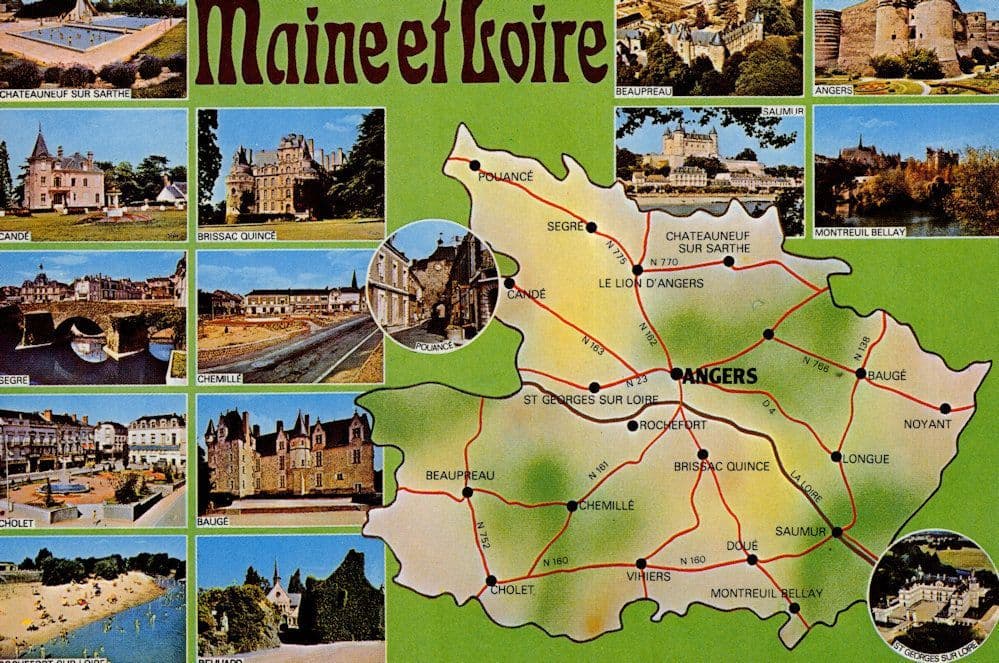 Maine Et Loire French Map Postcard