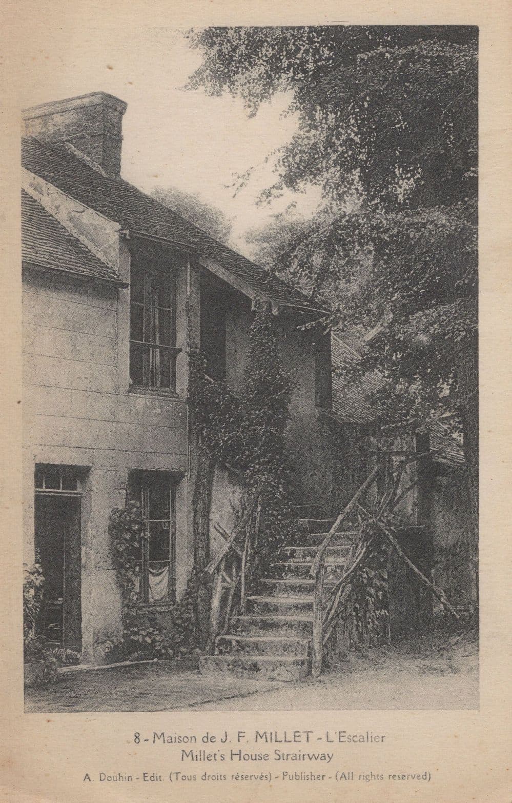 Maison De JF Millet's House Stairway French Old Postcard