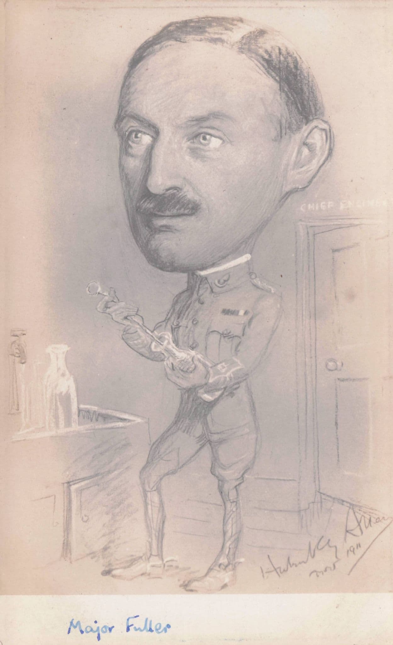 Major Fuller The Mad Military Army Science Chemist Old Comic Chemistry Postcard