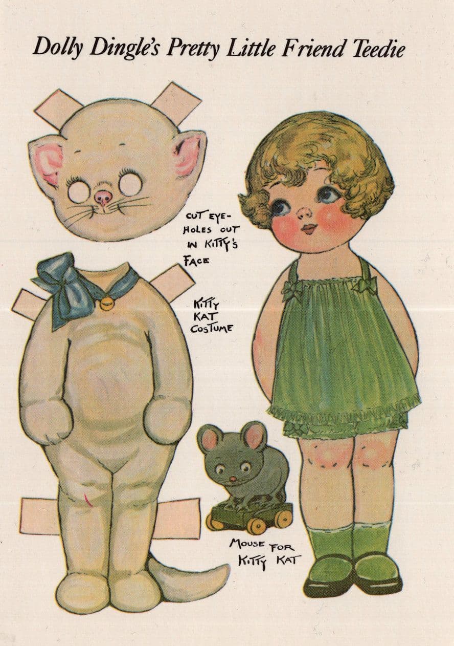 Make Making A Teddy Bear Cat Pattern Mouse On Roller Skates Comic Rare Postcard
