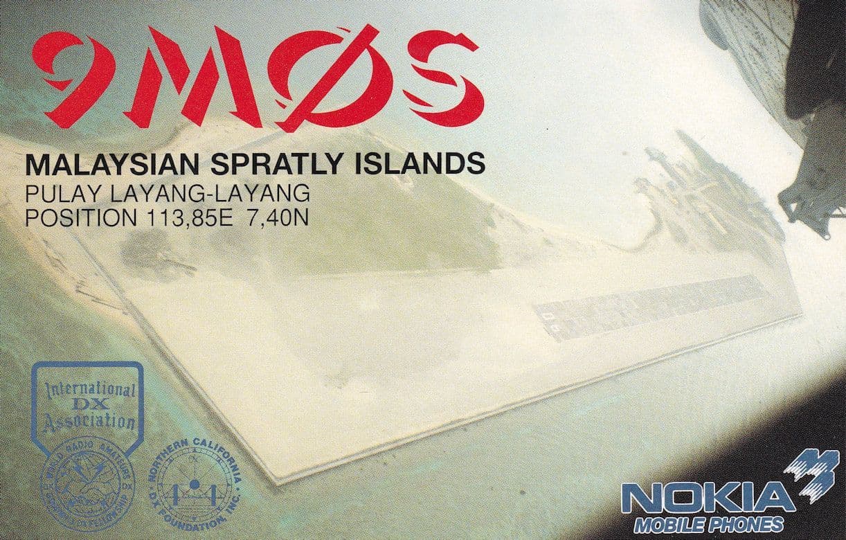 Malaysian Spratley Islands QSL Postcard Style Malaysia Nokia Radio Card