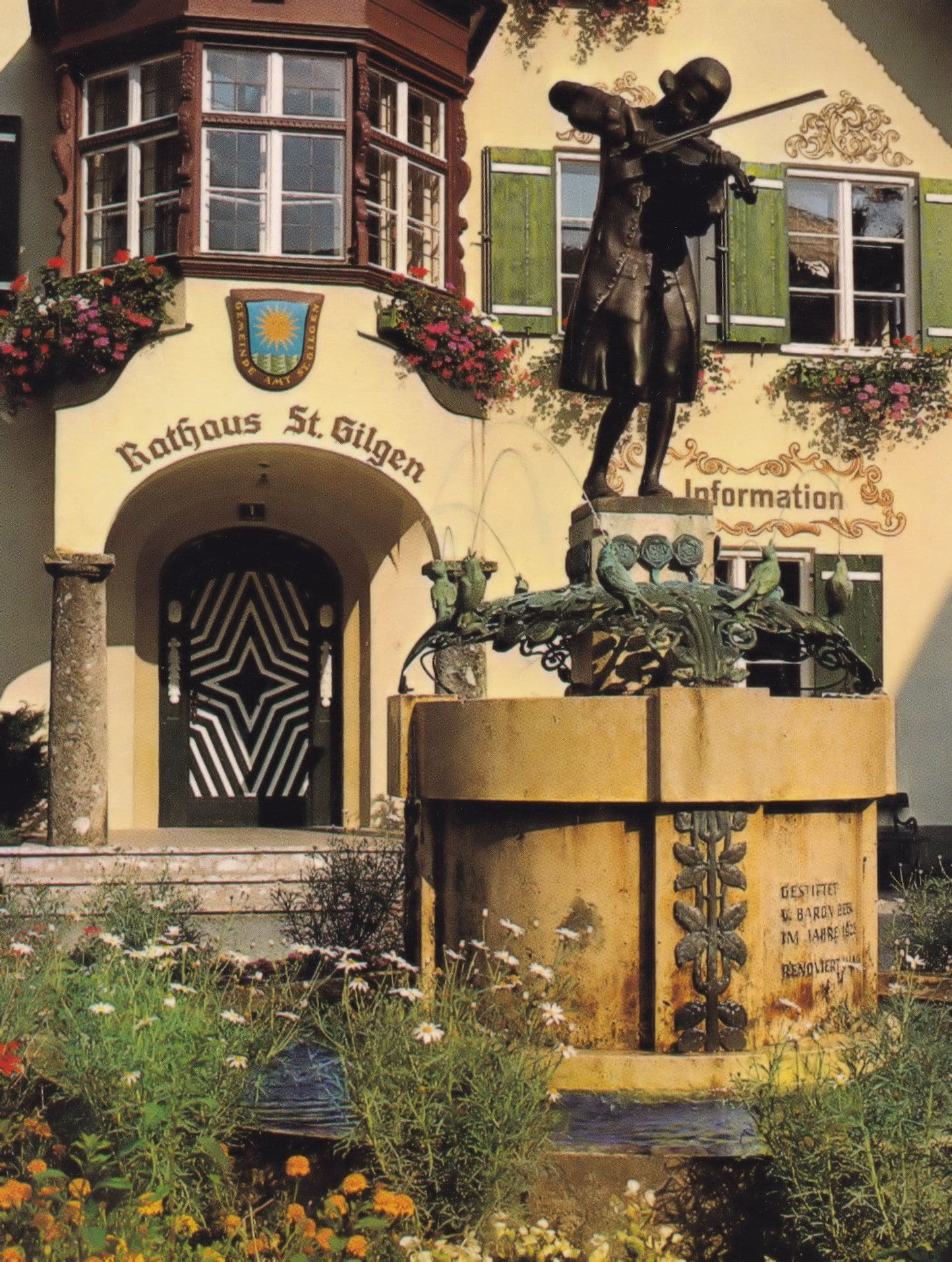 Malerisches Salzkammergut Rathaus St Gilgen Statue Austria Postcard