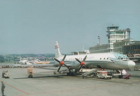 Malev Ilyushin 18 Plane at Zurich Swiss Airport Limited Edition of 300 Postcard