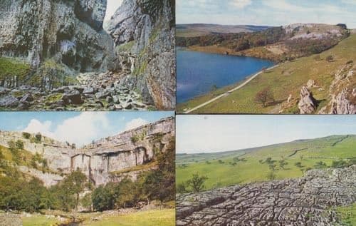Malham Cove Gordale Scar Limestone Pavement Yorkshire 4x Postcard
