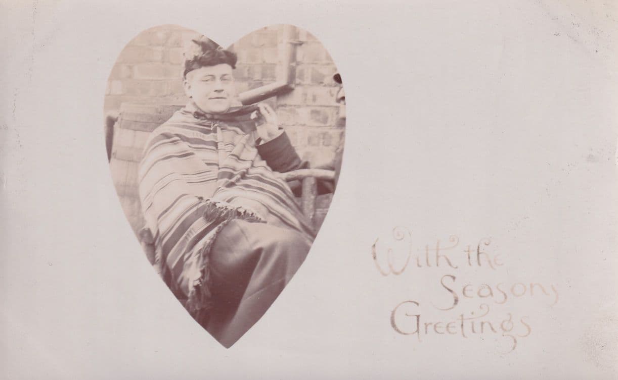 Man By Gutter Drainpipe With Poncho Dating Romance Comic Postcard