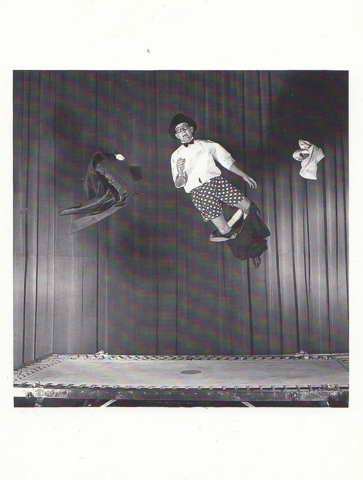 Man Floating In Air with Boxer Shorts Trousers Falling Down Postcard