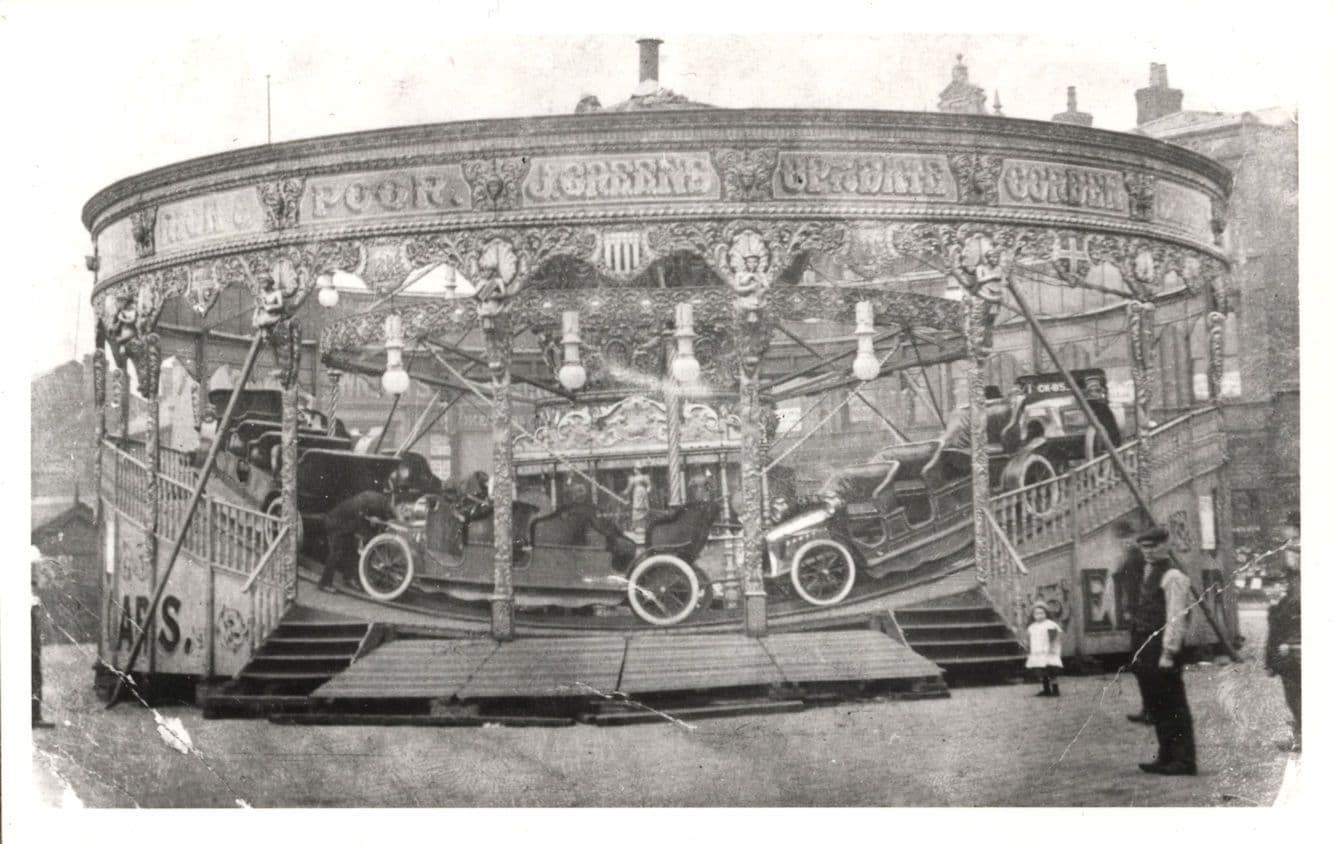 Man Repairing Vintage Car Roundabout Fairground Society PB Postcard Photo