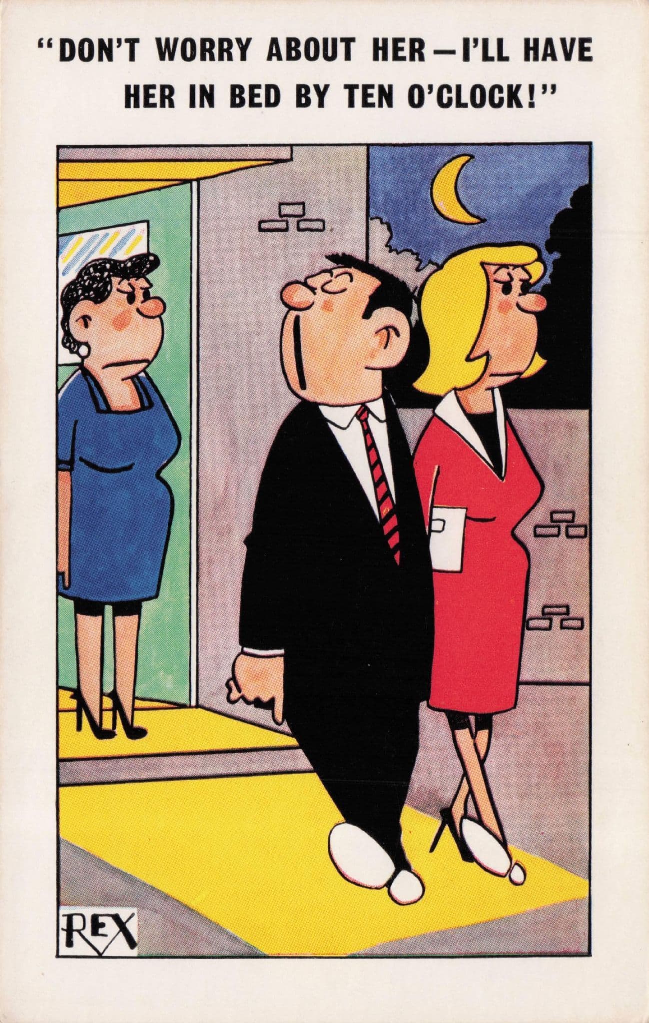 Man Says Sexy Lady Will Be In His Bed Before 10pm Old Comic Postcard
