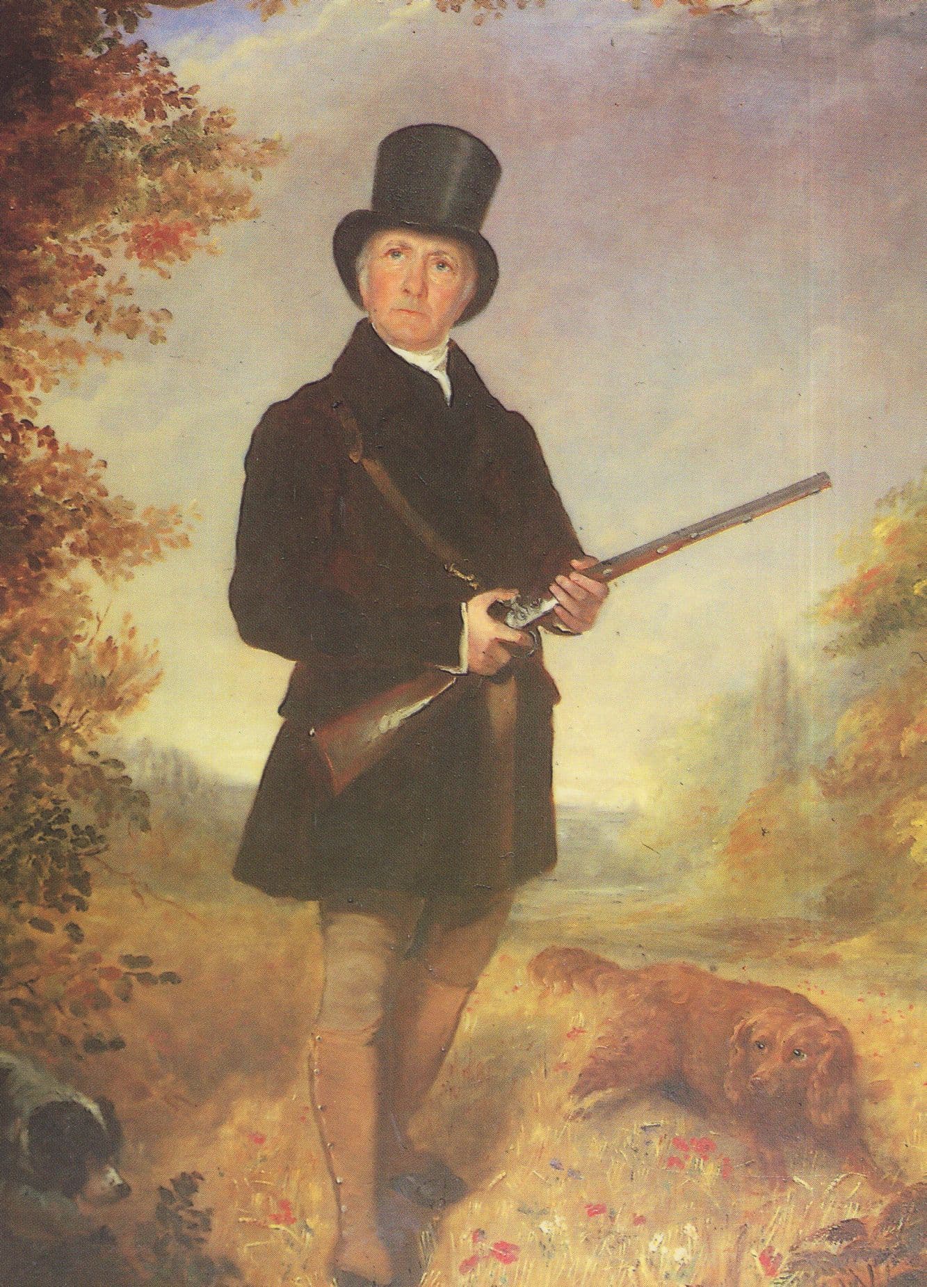 Man With a Gun by John Ferneley Victorian Rifle Painting Postcard