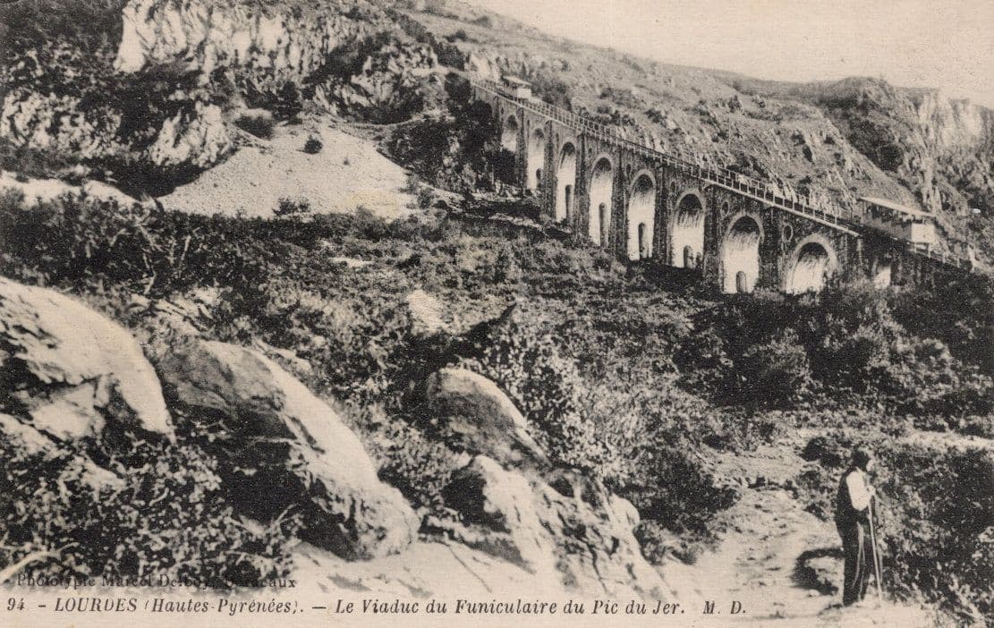 Man With Walking Stick at Lourdes Viaduc Viaduct French Postcard