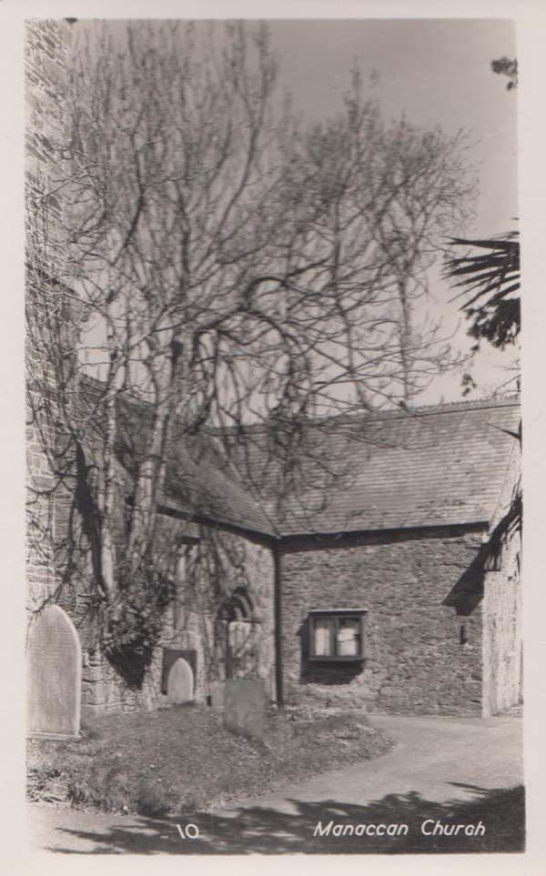 Manaccan Church Grounds Grave Gravestones Vintage Cornwall Real Photo Postcard