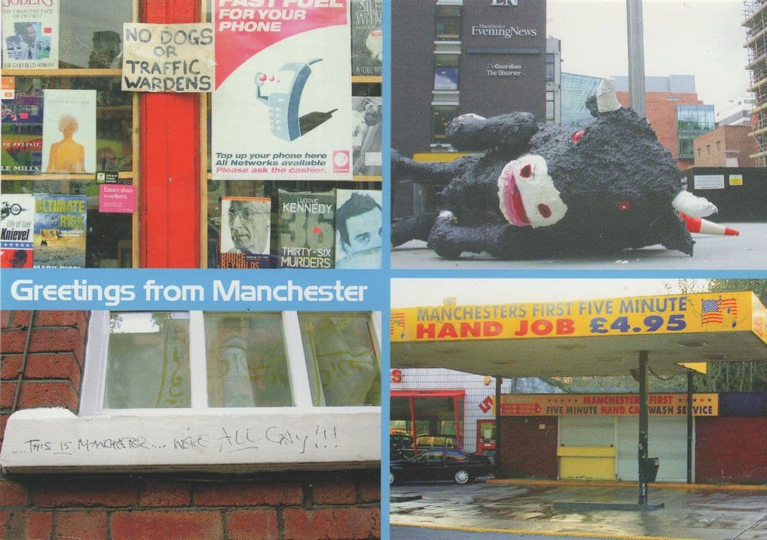 Manchester Hand Job We're All Gay Traffic Warden Comic Postcard
