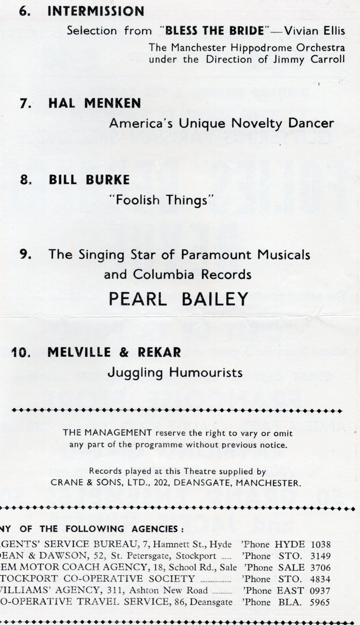 Manchester Hippodrome Pearl Bailey of Hello Dolly Rare Old Theatre Programme
