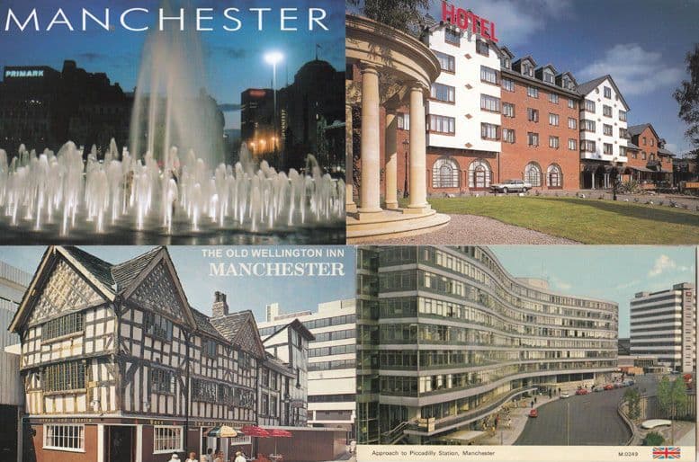 Manchester Old Wellington Inn Britannia County Hotel Piccadilly Station Postcard