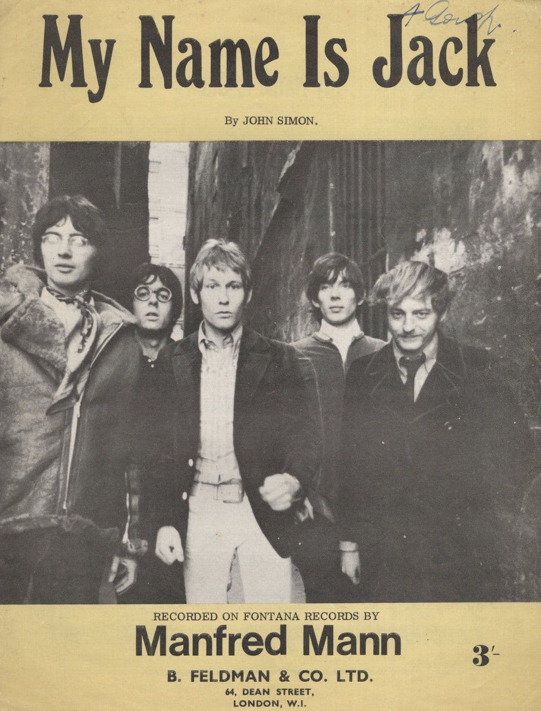Manfred Mann My Name Is Jack Sheet Music