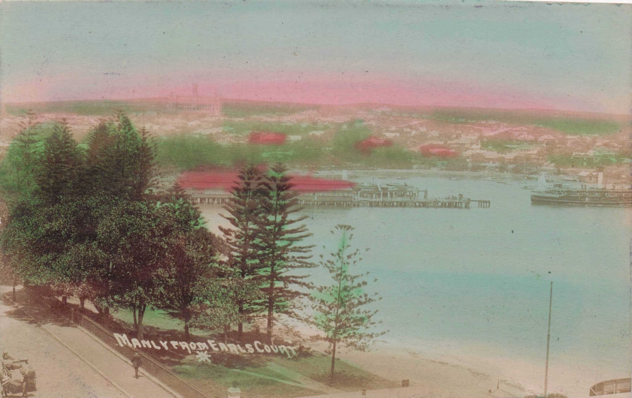 Manly River Aerial Rare Australia Antique Postcard