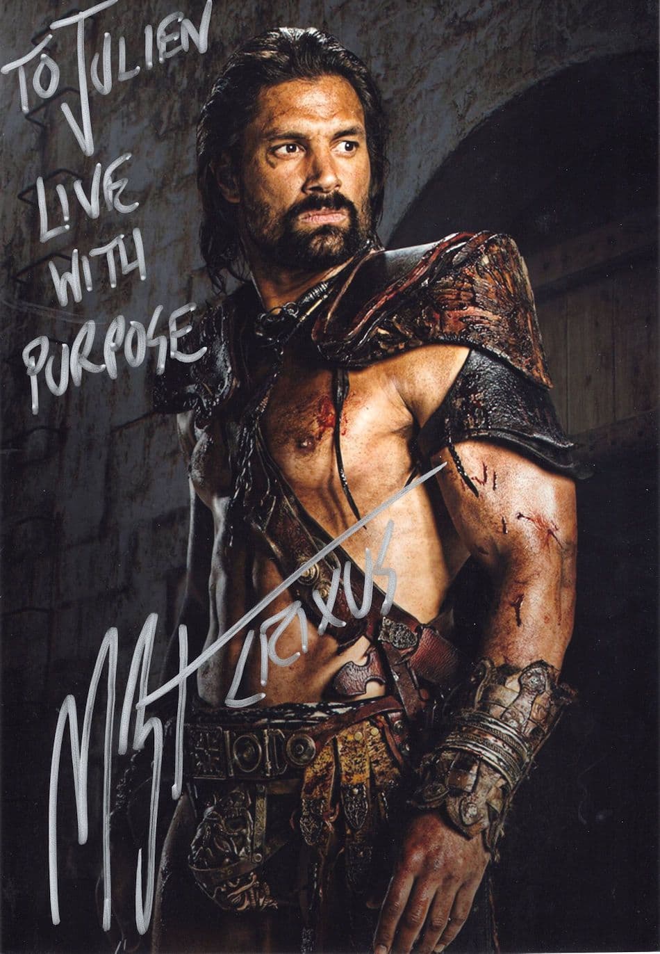 Manu Bennett as Crixus in Spartacus Giant 12x8 Hand Signed Photo