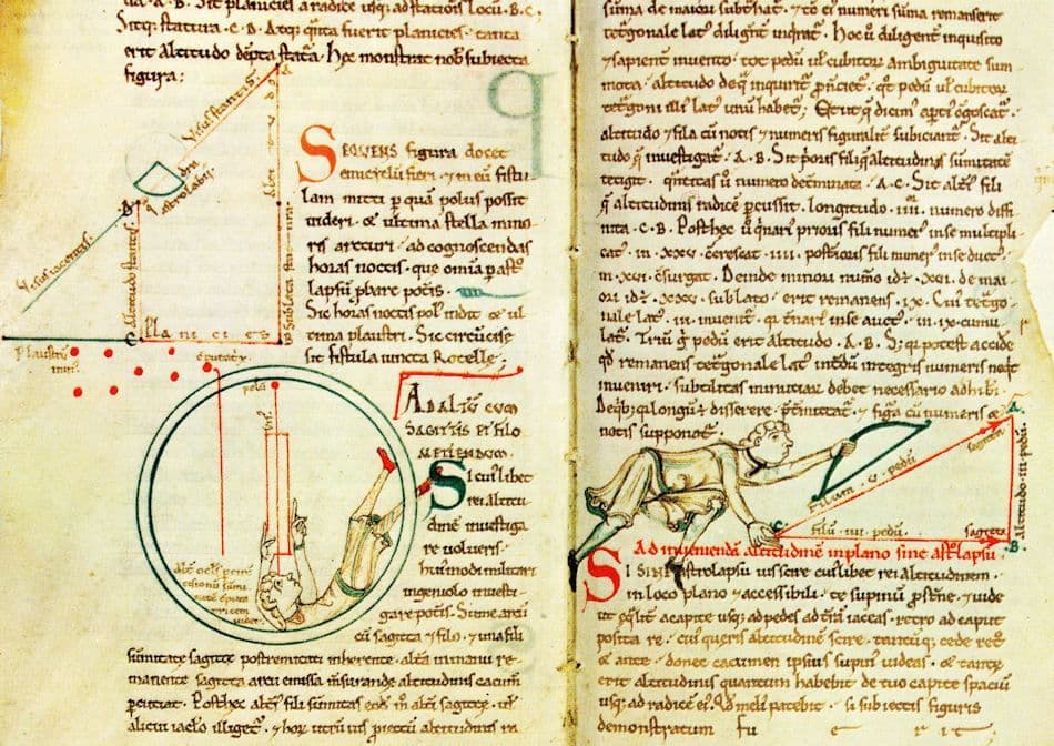 Manuscrits Du Mont Astronomer Astronomy Figures Of Geometry Postcard