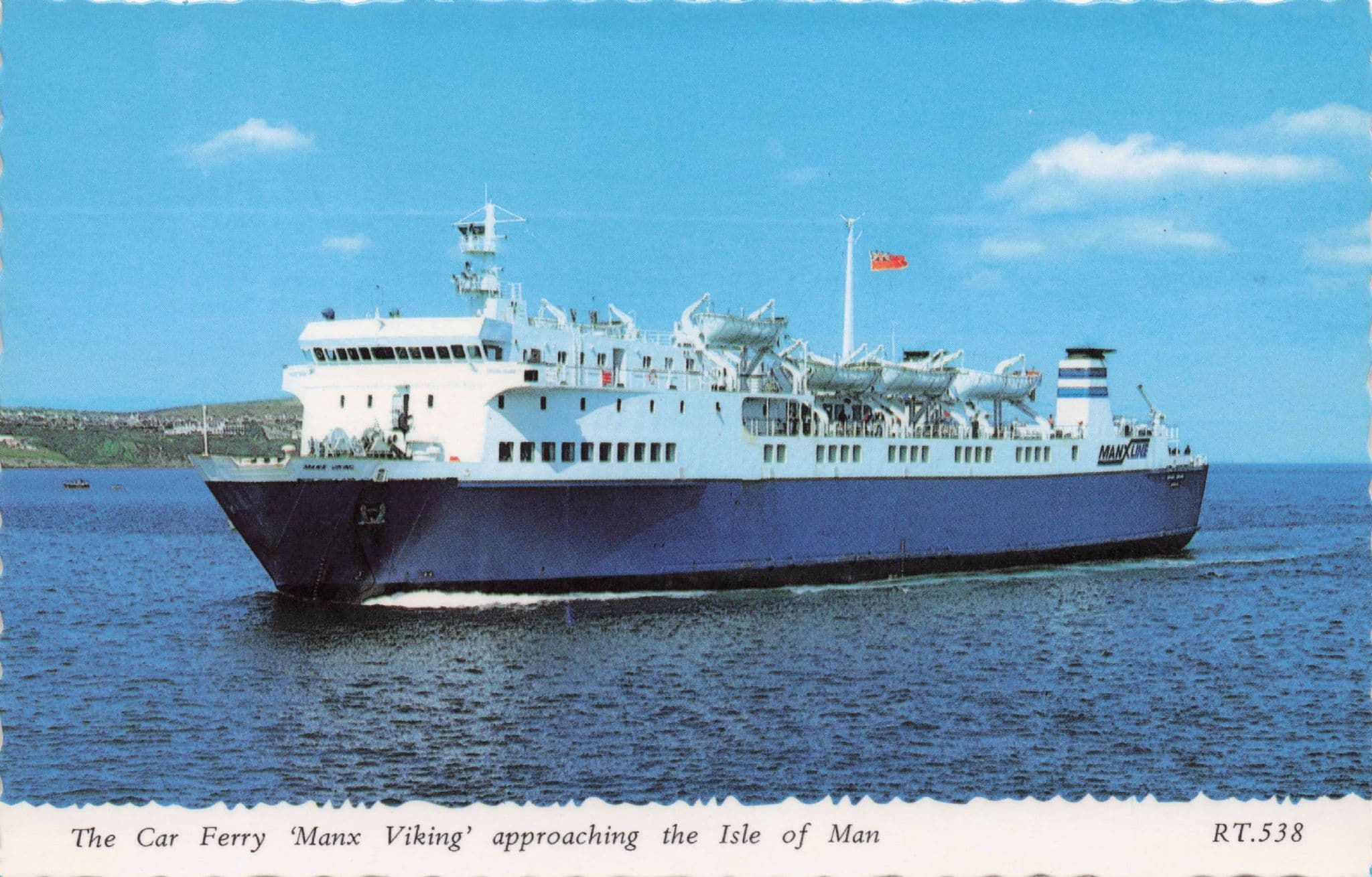 Manx Car Ferry Approaching Isle Of Man Ship Postcard