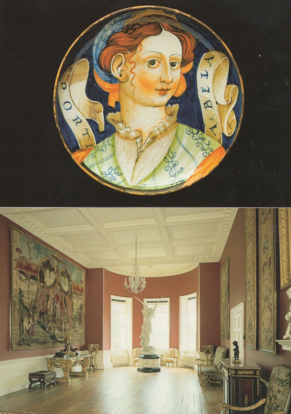Maolica Antique Dish Plate Portia Bela Painting 2x Rangers House Postcard s