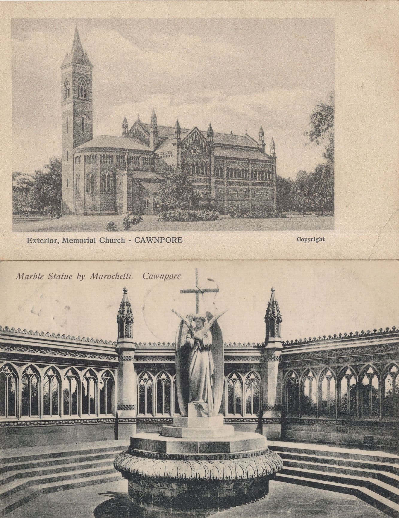 Marble Statue Cawnpore India Residency Church 2x Old Postcard