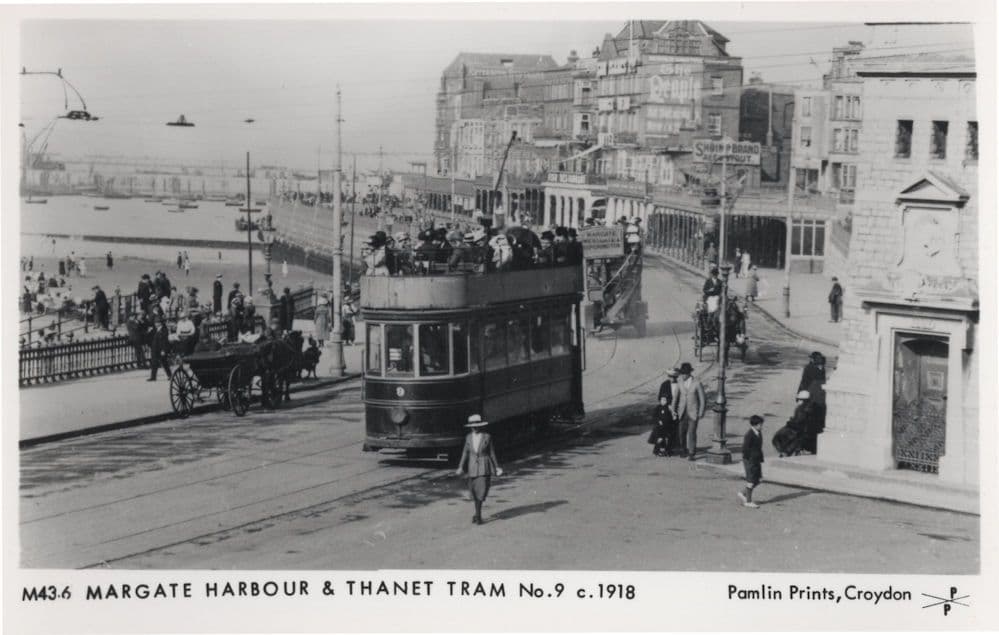 Margage WW1 Harbour Thanet Bus Tram No 9 at Harbour Photo Postcard