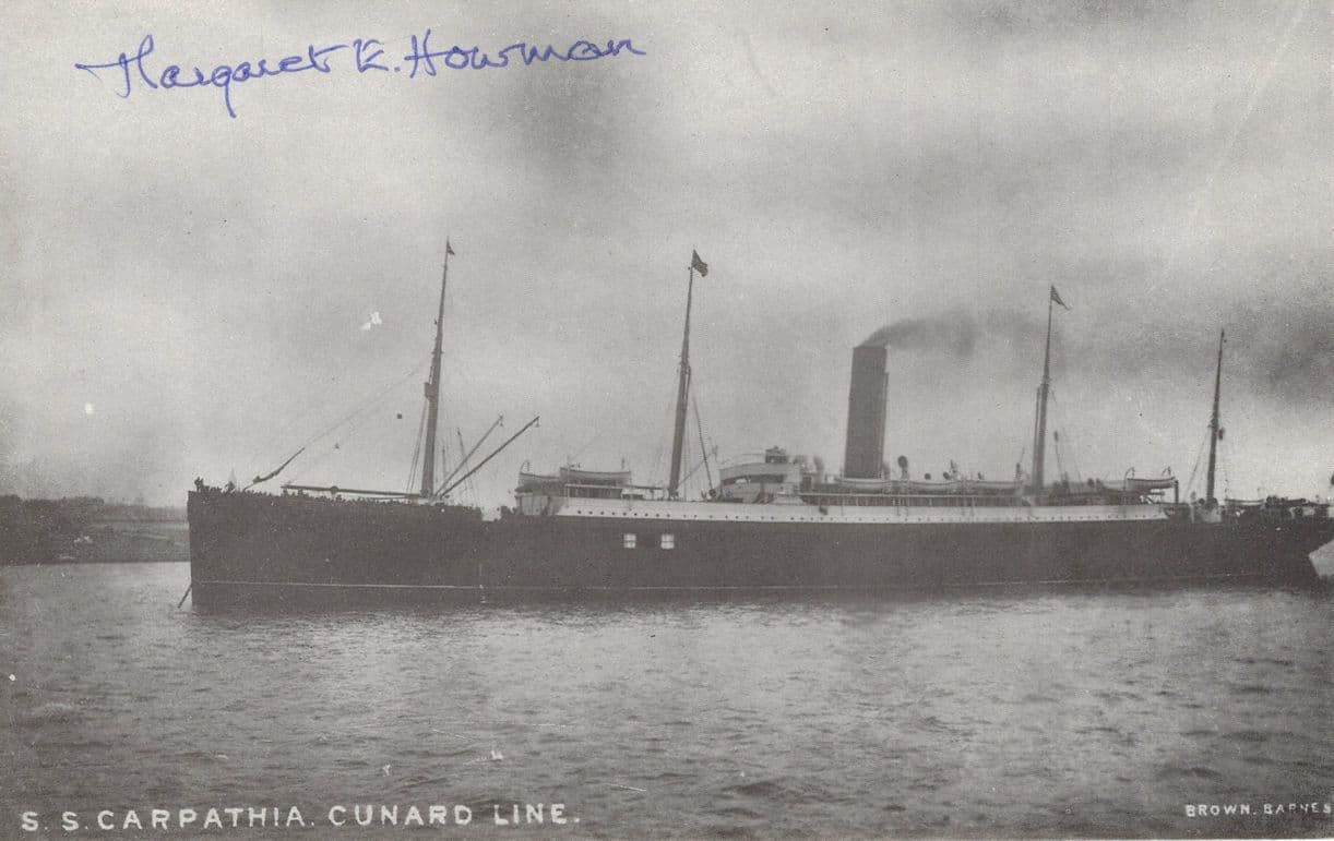 Margaret Howman of RMS Carpathia Titanic Ship Official Hand Signed Postcard
