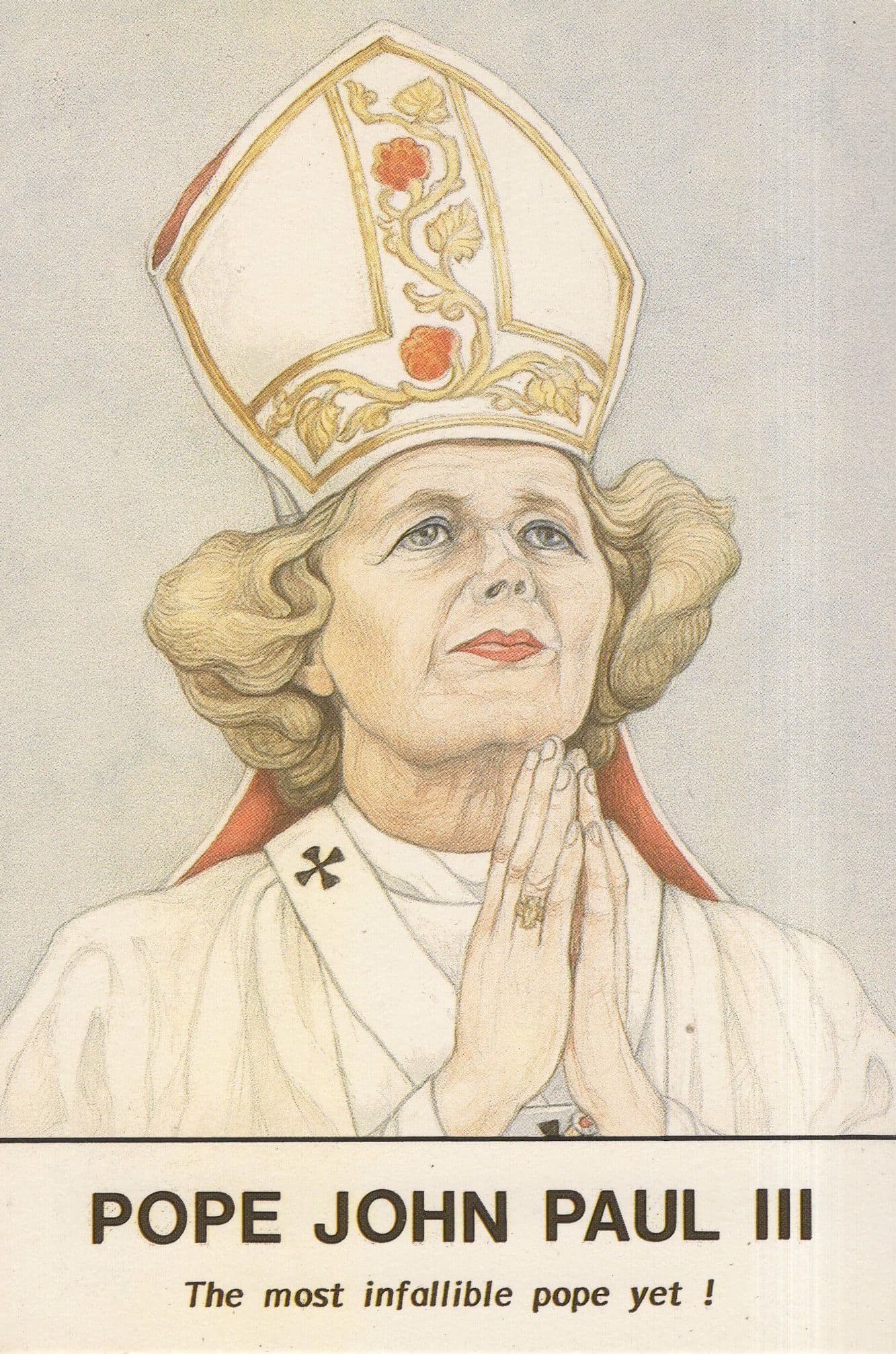 Margaret Thatcher Conservative Politics As Pope John Paul III Postcard