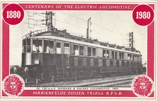 Marienfelde Zossen Trials Siemans & Halse Locomotive Train Postcard