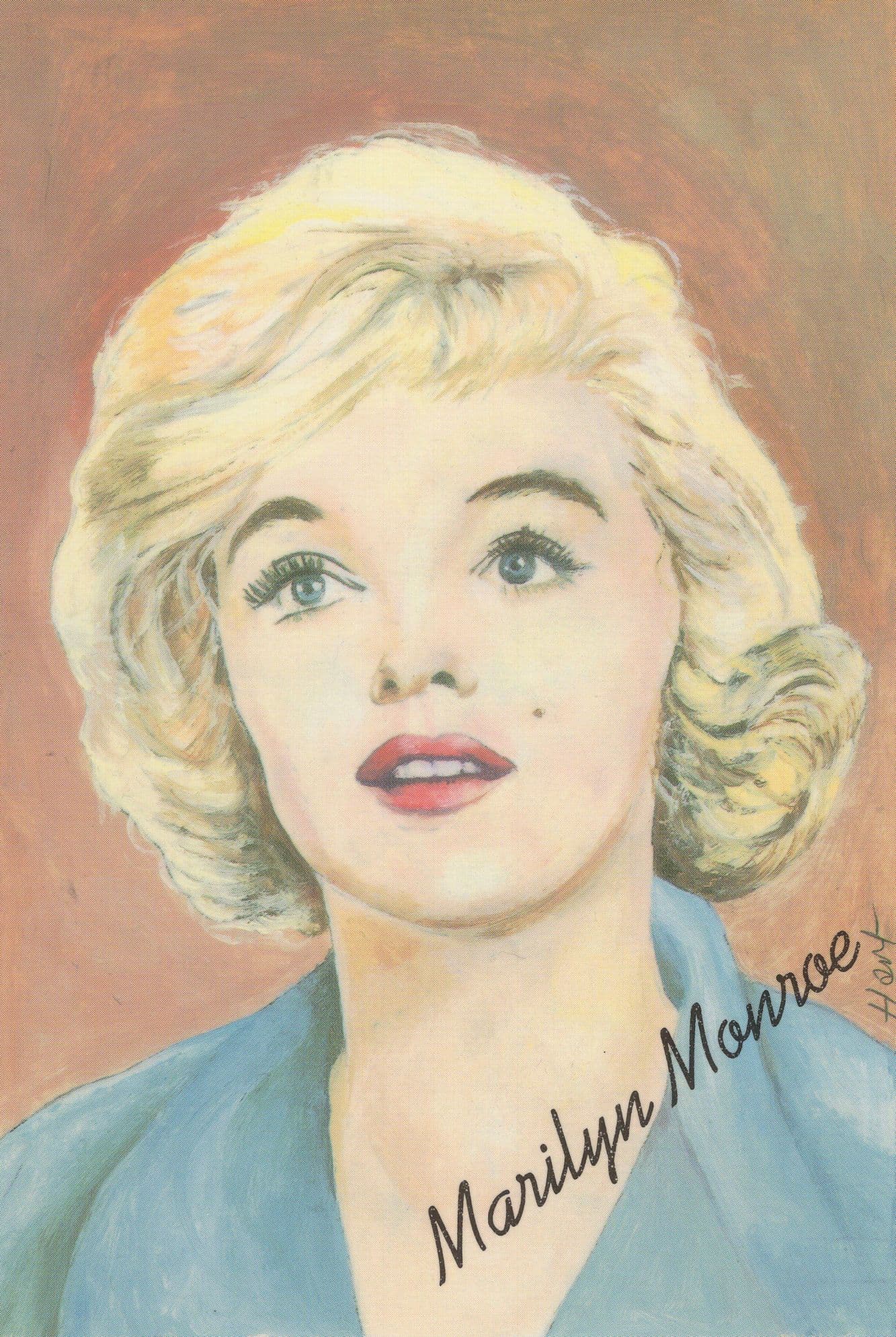 Marilyn Monroe Hollywood Film Star Rare Jane Hart Painting Postcard