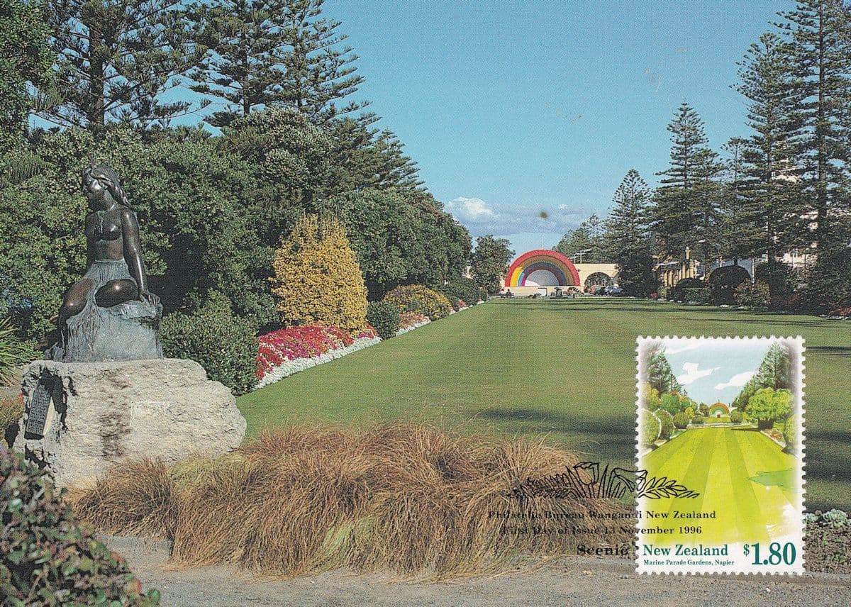 Marine Parade Gardens Napier New Zealand Postcard First Day Cover