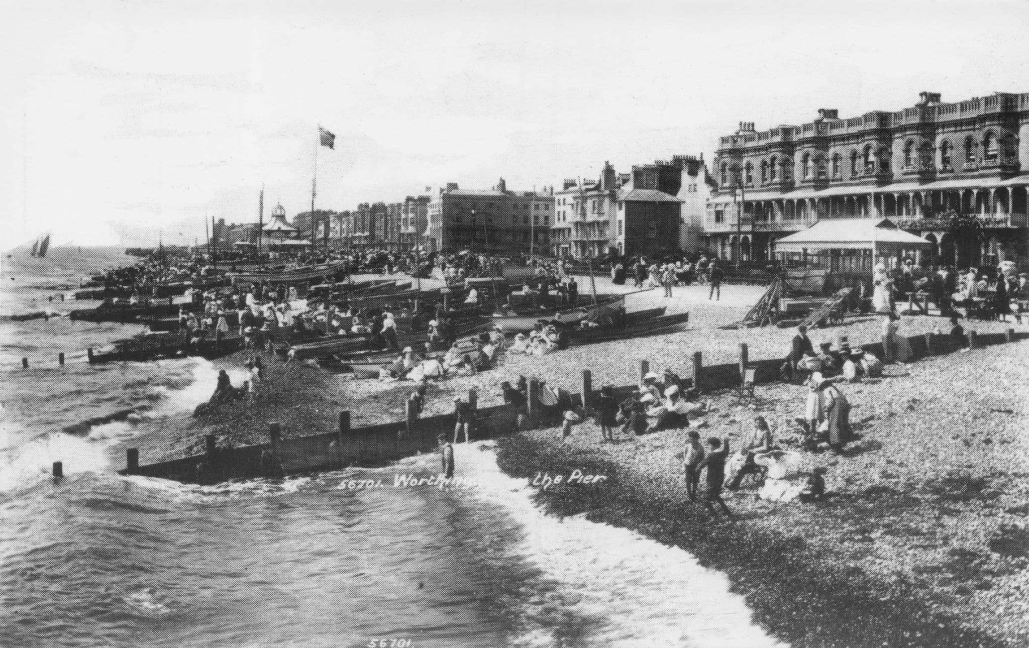 Marine ParadeBeach Worthing Mackerel Fishing Boats Sussex Postcard