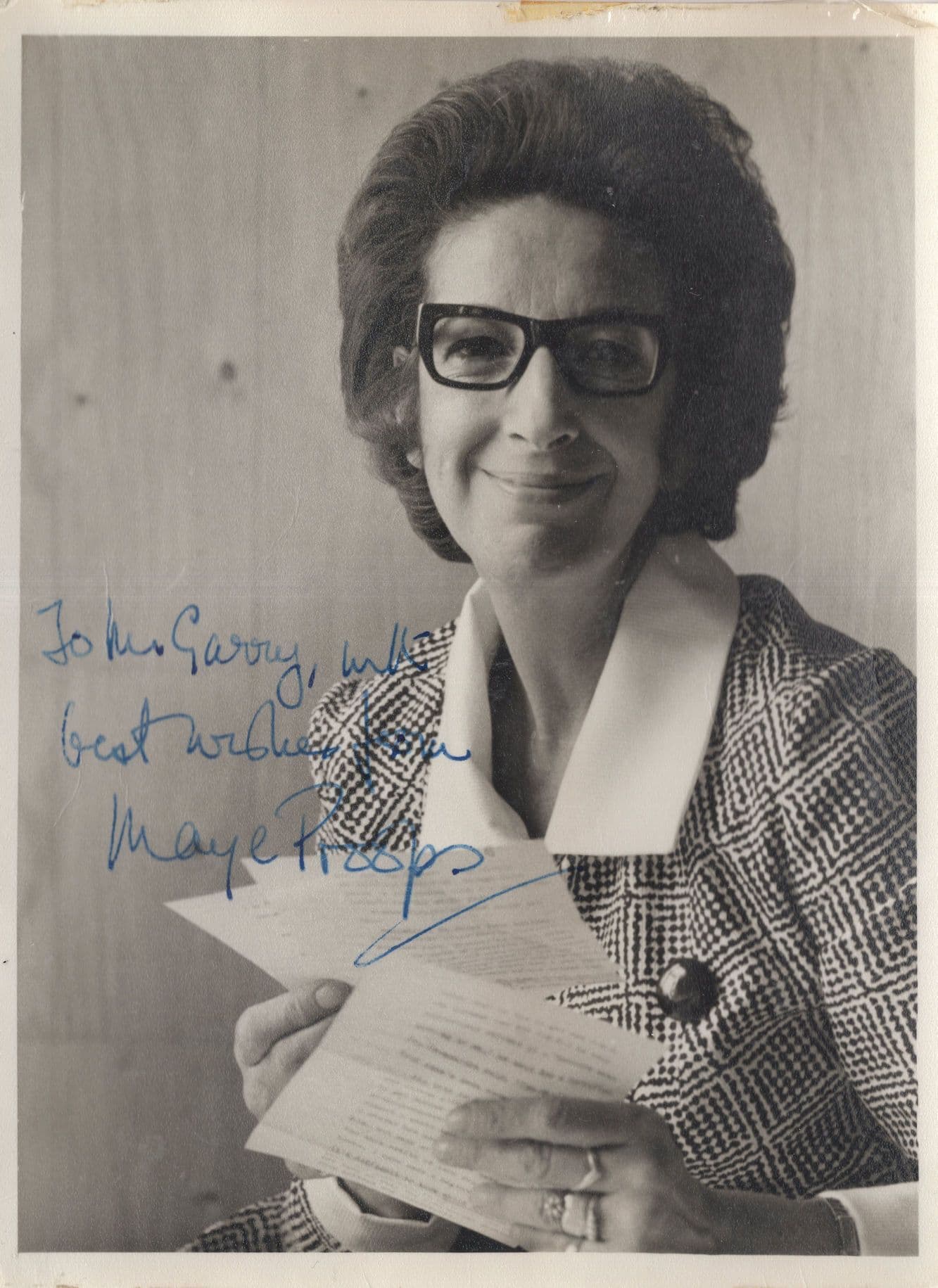 Marjorie Proops Daily Mirror Agony Aunt Hand Signed Old Photo